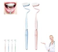 S Shaped Toothbrush, Multi-Functional S-Shaped Toothbrush, Scientific Vertical Brush Comprehensive Care for Teeth and Gums, Ultra-Clean Adult Soft toothbrushes (Pink+Blue)