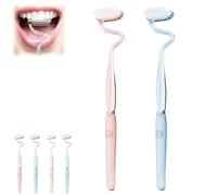 S Shaped Toothbrush, Multi-Functional S-Shaped Toothbrush with Soft Bristles, S-Shaped Manual Toothbrushes, Vertical Toothbrushes, Ultra-Clean Adult Soft toothbrushes (Pink+Blue)