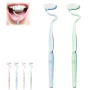 S Shaped Toothbrush, Multi-Functional S-Shaped Toothbrush with Soft Bristles, S-Shaped Manual Toothbrushes, Vertical Toothbrushes, Ultra-Clean Adult Soft toothbrushes (Blue+Green)