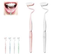 S Shaped Toothbrush, Multi-Functional S-Shaped Toothbrush with Soft Bristles, S-Shaped Manual Toothbrushes, Vertical Toothbrushes, Ultra-Clean Adult Soft toothbrushes (Pink+White)