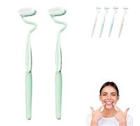 S Shaped Toothbrush,Scientific Vertical Brush,Multi-Functional S Shaped Toothbrush,Ultra Soft S-Shaped Manual Toothbrushs for Adults,for Cleaning and Massaging Gums (Green,2PCS)