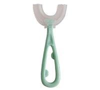 S Spazzolino da denti manuale in silicone liquido a forma di U per alimenti per bambini a risparmio di manodopera Silicone a forma di U Forniture per neonati manuali per la casa verde a strisce lunghe