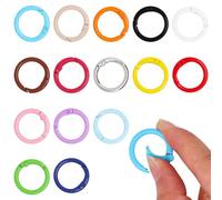 S Sydien - Confezione da 30 moschettoni rotondi in 15 colori, 24 mm, anello portachiavi in metallo, accessori fai da te per fibbie, borse, borse