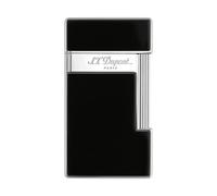 S.t.dupont accendino gas Slimmy Argento cromo e nero laccato 028221