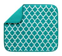 S&T INC. Absorbent, Reversible Microfiber Dish Drying Mat for Kitchen Tappetino Assorbente e Reversibile in Microfibra per scolapiatti da Cucina, Traliccio Verde Acqua, L