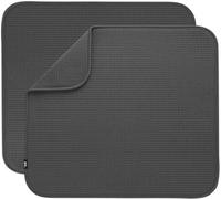 S&T INC. Confezione da 2 tappetini scolapiatti in microfibra assorbente, 40,6 x 45,7 cm, tappetino scolapiatti per piatti, utensili, pentole e padelle, grande, grigio antracite