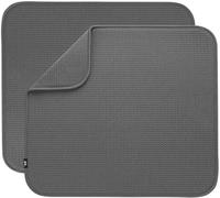 S&T INC. Confezione da 2 tappetini scolapiatti in microfibra assorbente, 40,6 x 45,7 cm, tappetino scolapiatti per piatti, utensili, pentole e padelle, grande, grigio antracite