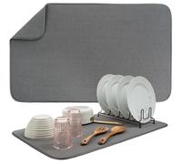 S&T INC. - Tappetino asciugapiatti Jumbo, 45,7 x 76,2 cm, tappetino in microfibra super assorbente per piano cucina, asciugapiatti per piatti, utensili, pentole e padelle, Jumbo, Antracite