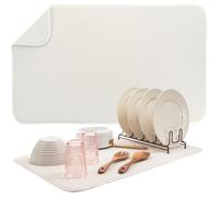 S&T INC. - Tappetino asciugapiatti Jumbo, 45,7 x 76,2 cm, tappetino in microfibra super assorbente per piano cucina, asciugapiatti per piatti, utensili, pentole e padelle, Jumbo, Crema