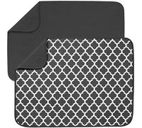 S&T INC. Tappetino scolapiatti assorbente, reversibile, in microfibra, XL, per cucina, 45,7 x 61 cm, 2 pezzi, 45,7 x 61 cm, grigio graticcio