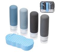 S&T New Light Flaconi da Viaggio 100 ml - Set Silicone Anti-perdita con Borsa e Spugna