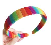 S-TROUBLE Donne Ragazze Autunno Inverno Peluche Fascia Arcobaleno Colorato a Strisce Elastico per Capelli Cerchio Festival Party Wash Face Styling Copricapo Bandana