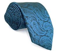 S&W SHLAX&WING Cravatta Blu Scuro Paisley Elegante per Uomo Giacca Matrimonio Tessuto Skinny 6cm