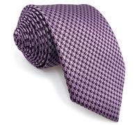 S&W SHLAX&WING Cravatta da uomo prugna viola chiaro pied de poule in raso per festa di matrimonio extra lunga 160cm