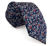 S&W SHLAX&WING Cravatta Floreale Uomo Blu Bianco Rosso per Feste Prom Matrimonio Extra Lunga 160cm