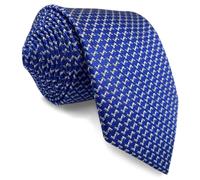 S&W SHLAX&WING Cravatta Uomo Blu Reale Stampa per Business Completi Extra Lunga XL 160cm