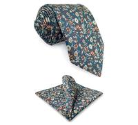 S&W SHLAX&WING Cravatte floreali per uomo multicolore alga verde matrimonio grande e alto
