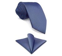 S&W SHLAX&WING Set Cravatta e Fazzoletto da Taschino Blu Arancione Stampa Geometrica Classico 147cm