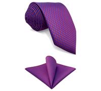 S&W SHLAX&WING Set Cravatta e Fazzoletto da Taschino Rosso Lampone Pied de Poule per Giacca Tessuto Extra Lunga 160cm