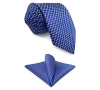 S&W SHLAX&WING Set Cravatta e Fazzoletto da Taschino Uomo Blu Reale Stampa 160cm