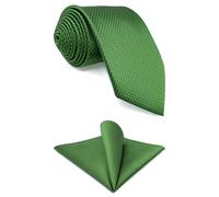 S&W SHLAX&WING Set Cravatta e Fazzoletto da Taschino Verde Tinta Unita per Uomo Matrimonio Feste Prom Media 147cm