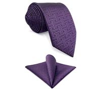 S&W SHLAX&WING Set Cravatta e Fazzoletto da Taschino Viola Scuro per Uomo XL 160cm