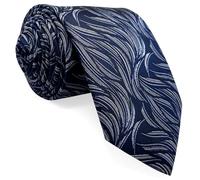 S&W SHLAX&WING Set Cravatta Uomo Blu Navy Argento Grigio per Giacca Elegante Unico Testimone Tessuto