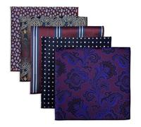S&W SHLAX&WING Set Di 5 Fazzoletti Da Taschino Per Uomini Da 32cm Fazzoletti Formali Per Abiti Matrimoni Smoking Colori E Motivi Assortiti No.36