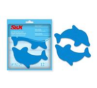 S&X Adesivi antiscivolo per docce e vasche da bagno, carta vetrata, delfino blu e antiscivolo, adesivi autoadesivi per vasca da bagno, 12 pezzi