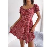 S-XL Elegante Puff Maniche Coulisse Abito con Lacci Moda Casual Indossare Per Da