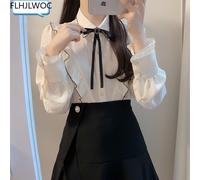 S-XL Elegante Stile Preppy Coreano Design a Balze Camicetta Con Carino Arco New