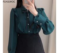 S-XL Elegante Stile Preppy Coreano Design a Balze Camicetta Con Carino Arco New