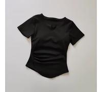 S-XL Maglietta A Maniche Corte Con Pad Per Seno V-Collo Sportiva Da Donna NUOVA