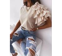 S-XXL Blusa Alla Moda Con Maniche Corte E Rouches Per Donne Streetwear CALDA