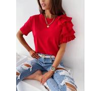 S-XXL Blusa Alla Moda Con Maniche Corte E Rouches Per Donne Streetwear CALDA