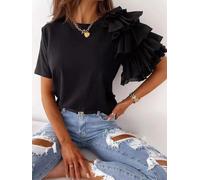 S-XXL Blusa Alla Moda Con Maniche Corte E Rouches Per Donne Streetwear CALDA