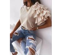 S-XXL Blusa Alla Moda Con Maniche Corte E Rouches Per Donne Streetwear CALDA