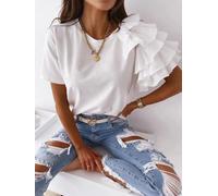 S-XXL Blusa Alla Moda Con Maniche Corte E Rouches Per Donne Streetwear CALDA