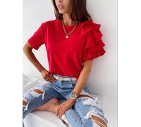 S-XXL Blusa Alla Moda Con Maniche Corte E Rouches Per Donne Streetwear CALDA