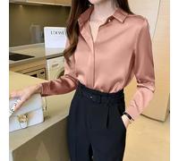 S-XXXL Manica Lunga Raso con Bottoni Camicia Colletto Ufficio Moda Wear Per Da