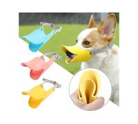 (S, Yellow) Dog Muzzle, Adjustable Duck Mouth Shape Anti Bite Pets Muzzle For Small Medium Large Dogs