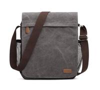 S-ZONE Borsa messenger da uomo a tracolla da 35,6 cm a 43,5 cm per computer portatile vintage in tela cartella per lavoro scuola viaggi uso quotidiano tasca multipla, Grigio, M, Utility