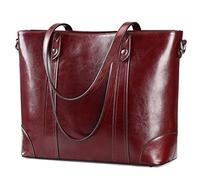 S-ZONE Borsa Tote in Pelle per Donna Borsa a Tracolla da ufficio Borsa per Laptop da Lavoro da 15,6 Pollic