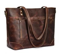 S-ZONE Donna Borsa a Tracolla Vintage 3 Vie in Vera Pelle per Laptop, da Viaggio e da Lavoro - Messenger