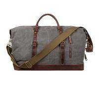 S-ZONE Unisex Borsa da Viaggio 52-55L Vintage Canvas Crazy Horse Finiture in Pelle Bagaglio a Mano Weekender Borsa Sportiva per Viaggi Weekend Vacanze