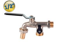 S0060 - EKO KIT DOPPIO Rubinetto portagomma doppio a sfera maschio 1/2'' leva fe