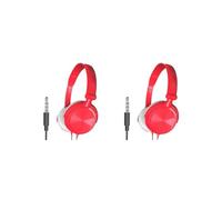 S1 - Cuffie stereo, 3,5 mm, pieghevoli, senza microfono, 2 pezzi, colore: Rosso