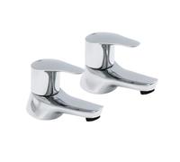 S12 - Coppia di rubinetti da bagno curvi, cromati, moderni, con maniglia a leva, set caldo e freddo per un facile utilizzo