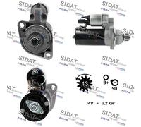 S12BH0096A2 SIDAT Motorino d'avviamento per AUDI,SEAT,SKODA,VW