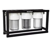 S3 Mini sistema di filtraggio esterno per acqua dolce a 3 stadi, compatto, filtri da 12,7 cm, raccordi in acciaio inox da 3/4", riduce sedimenti, cloro, odori, telaio autoportante in alluminio